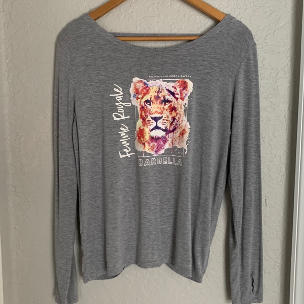 Free People Womens Long Sleeve Top Shirt Sz S Open Back Lion